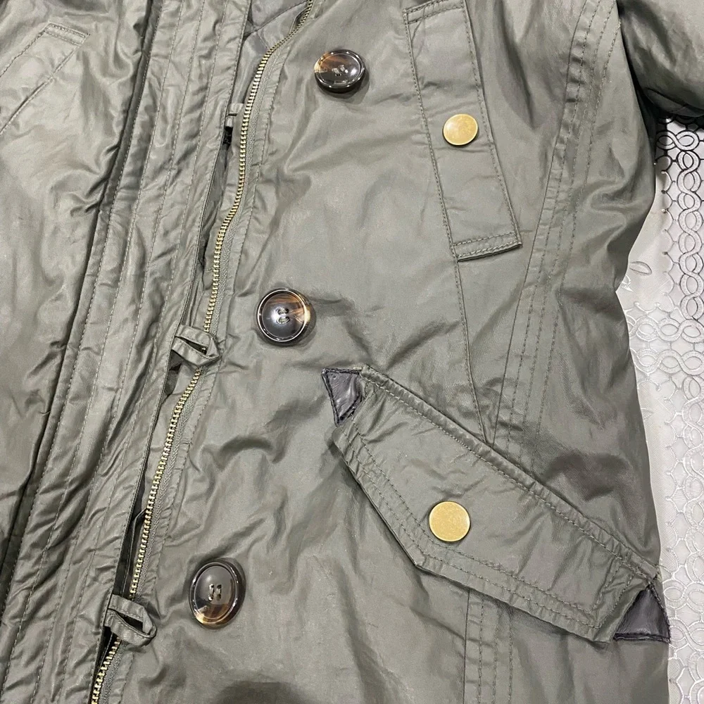 American Rag Olive Green Winter Utility Jacket with Faux Fur Trim Size small - Picture 7 of 9